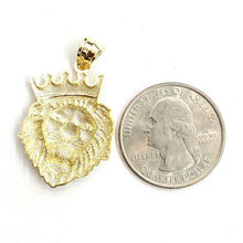 Load image into Gallery viewer, 10k yellow Gold lion head face crown Leo zodiac Pendant charm fine jewelry 2.6g
