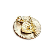 Load image into Gallery viewer, 14k yellow Gold 3D baseball bat glove ball Pendant sport game fine jewelry 2.4g

