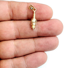Load image into Gallery viewer, 14k yellow Gold 3D spark plug Pendant charm automobile engine fine jewelry 2.8g

