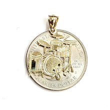 Load image into Gallery viewer, 14k yellow Gold solid Drum sets Pendant charm gift instrument fine jewelry 1.4g
