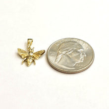 Load image into Gallery viewer, New 14k yellow Gold Tiny solid honey bee Pendant charm gift fine jewelry 1g
