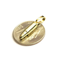 Load image into Gallery viewer, New 14k yellow gold 3D bullet pendant charm military gift fine jewelry 2g
