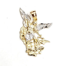 Load image into Gallery viewer, 14k two tone gold saint Michael pendant charm fine religious gift jewelry 3g
