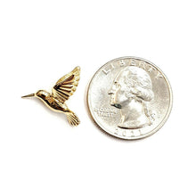 Load image into Gallery viewer, New 14k yellow Gold solid 3D Hummingbird Pendant charm gift fine jewelry 1.9g
