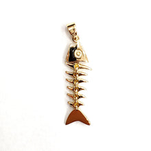Load image into Gallery viewer, 14k yellow gold fish Bone wiggly movable pendant charm fine jewelry 1.9g
