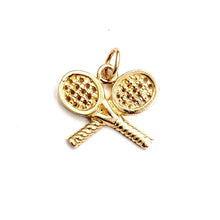 Load image into Gallery viewer, 14k yellow Gold Tiny Tennis Racket Pendant charm sport game fine jewelry 1.5g
