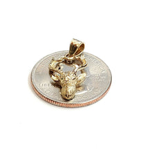 Load image into Gallery viewer, 14k yellow Gold deer buck male head Pendant charm gift diamond cut jewelry 1.4g
