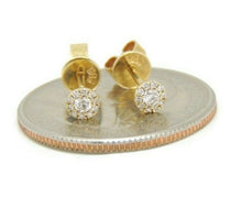 Load image into Gallery viewer, New 14k yellow Gold 0.13Ct Round Diamonds stud Earrings gift Push Back Fastening
