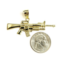 Load image into Gallery viewer, 10k yellow Gold AR15 AR-15 machine gun rifle army Pendant fine jewelry 3.6g
