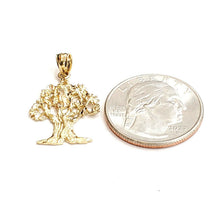 Load image into Gallery viewer, New 14k yellow gold Oak tree lucky pendant charm gift unisex fine jewelry 1.8g
