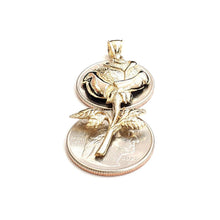 Load image into Gallery viewer, New 14k yellow solid Gold rose flower big Pendant charm gift fine jewelry 6.9g

