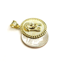 Load image into Gallery viewer, 10k yellow gold round Jesus face head pendant charm religious jewelry 0.97" 3.7g
