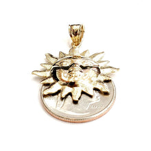 Load image into Gallery viewer, 14k yellow gold solid sun sol pendant charm astrology gift fine jewelry 3.7g
