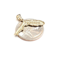 Load image into Gallery viewer, New 14k yellow gold Florida outline map pendant charm gift fine jewelry 2g
