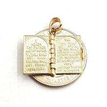 Load image into Gallery viewer, 14k yellow gold ten commandments book star of David Chay Jewish pendant 4.1g
