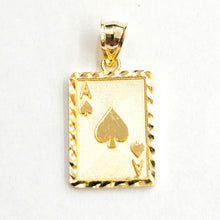 Load image into Gallery viewer, 10k yellow Gold Ace of spade Pendant playing card gambling fine jewelry 2.3g
