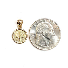 Load image into Gallery viewer, New 14k yellow Gold tiny round seven wishes Long Life Pendant charm jewelry 1.2g
