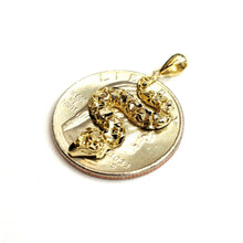 Load image into Gallery viewer, 14k yellow gold Rattle snake reptile Pendant charm diamond cut fine jewelry 1.7g

