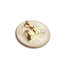 Load image into Gallery viewer, 14k yellow Gold tiny 3D double dice Pendant charm gamble Vegas fine jewelry 1.9g
