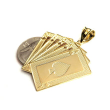 Load image into Gallery viewer, 14k yellow Gold royal flush spade A K Q J 10 poker cards Pendant jewelry 9.3g

