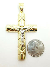 Load image into Gallery viewer, 10k gold two-tone INRI hollow cross pendant with jesus fine gift jewelry 6.1g
