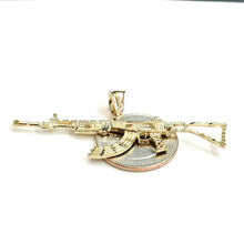 Load image into Gallery viewer, 14k yellow Gold AK-47 machine gun military rifle Pendant charm fine gift 3.8g
