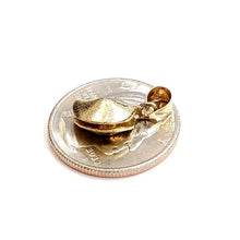 Load image into Gallery viewer, 14k yellow gold Fortune cookie pendant lucky charm gift for her fine jewelry 2g
