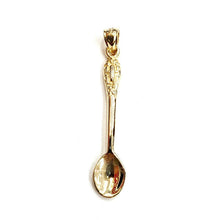 Load image into Gallery viewer, New 14k yellow Gold solid 3D spoon Pendant charm gift fine jewelry 1.8g
