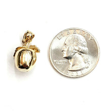 Load image into Gallery viewer, 14k yellow gold 3D Apple fruit Manzana leaf pendant charm fine jewelry 4.1g

