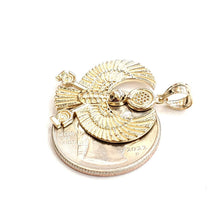 Load image into Gallery viewer, New 14k yellow Gold Scarab Egyptian falcon Pendant charm gift fine jewelry 4.6g

