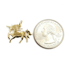 Load image into Gallery viewer, New 14k yellow gold unicorn full body pendant charm shiny gift fine jewelry 1g

