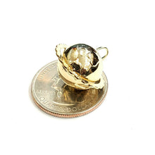 Load image into Gallery viewer, 14k yellow gold 3D SPINNING round globe planet earth world map pendant 0.75" 2.9g

