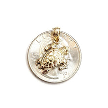 Load image into Gallery viewer, New 14k yellow gold solid 3D turtle pendant charm lucky gift fine jewelry 3.2g
