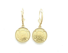 Load image into Gallery viewer, 14k yellow Gold coin Earrings lever Back fine gift jewelry for women 4.3g
