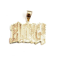 Load image into Gallery viewer, New 10k yellow Gold solid Bling word Pendant charm diamond cut fine jewelry 9.5g
