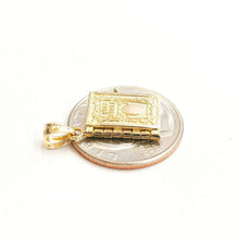 Load image into Gallery viewer, 14k yellow gold Holy Bible book pages our father prayer pendant jewelry 3.8g

