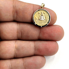 Load image into Gallery viewer, 14k Two Tone gold round virgin Caridad del Cobre pendant fine jewelry 0.69" 2g
