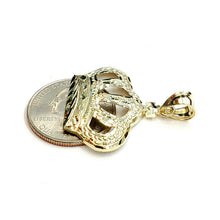 Load image into Gallery viewer, 10k yellow gold crown pendant charm fine jewelry gift necklace diamond cut 3.1g
