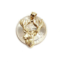 Load image into Gallery viewer, 14k yellow Gold deer buck male head Hunting Pendant charm gift jewelry 2g
