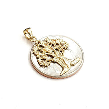 Load image into Gallery viewer, New 14k yellow gold Oak tree lucky pendant charm gift unisex fine jewelry 1.8g
