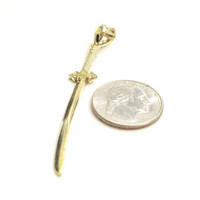 Load image into Gallery viewer, New 10k yellow Gold 3D solid sword Pendant charm Unisex gift fine jewelry 4.2g
