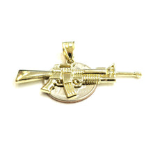 Load image into Gallery viewer, 10k yellow Gold AR15 AR-15 machine gun rifle army Pendant fine jewelry 3.6g
