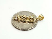 Load image into Gallery viewer, 14k yellow gold owl full body pendant charm gift fine jewelry diamond cut 1.4g

