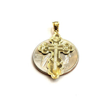Load image into Gallery viewer, Genuine 14k yellow gold Three Bar Russian Pectoral Orthodox cross pendant 1.9g
