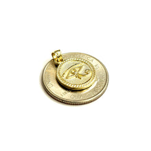 Load image into Gallery viewer, 10k yellow Gold Round Two Sided Egyptian eye of Horus protection Pendant 2.6g
