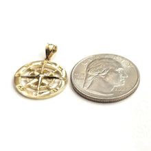 Load image into Gallery viewer, 14k Yellow Gold round compass pendant charm Unisex gift fine jewelry 0.73" 3.2g
