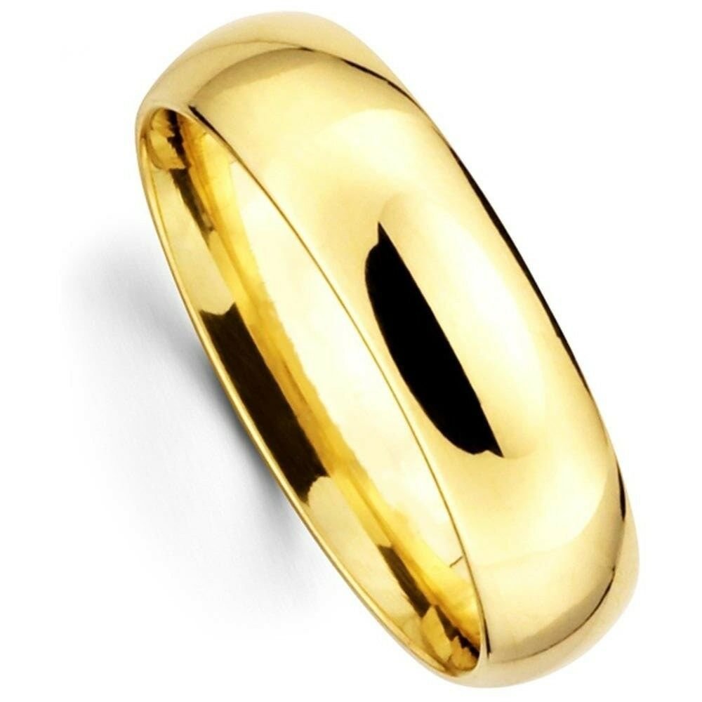 Mens Women Solid 14K Yellow Gold Plain Wedding Ring Band Comfort Fit 6MM Size 11