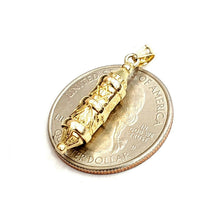 Load image into Gallery viewer, 14k yellow gold 3D mezuzah star of David kabbalah Jewish torah pendant 3.1g
