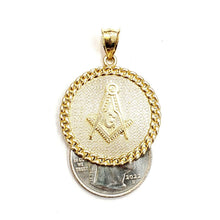 Load image into Gallery viewer, New 10k yellow Gold round Freemason Masonic Pendant 1.18" religious jewelry 5.3g
