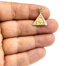 Load image into Gallery viewer, 14k yellow solid Gold Egyptian pyramid eye of Horus Pendant fine jewelry 1.6g
